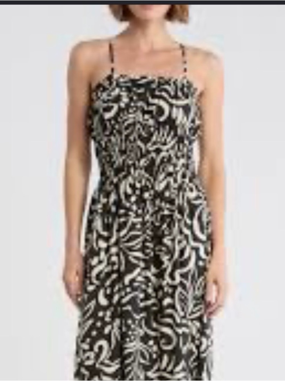 Nine West Spaghetti Strap Black & White Mock Wrap Sundress